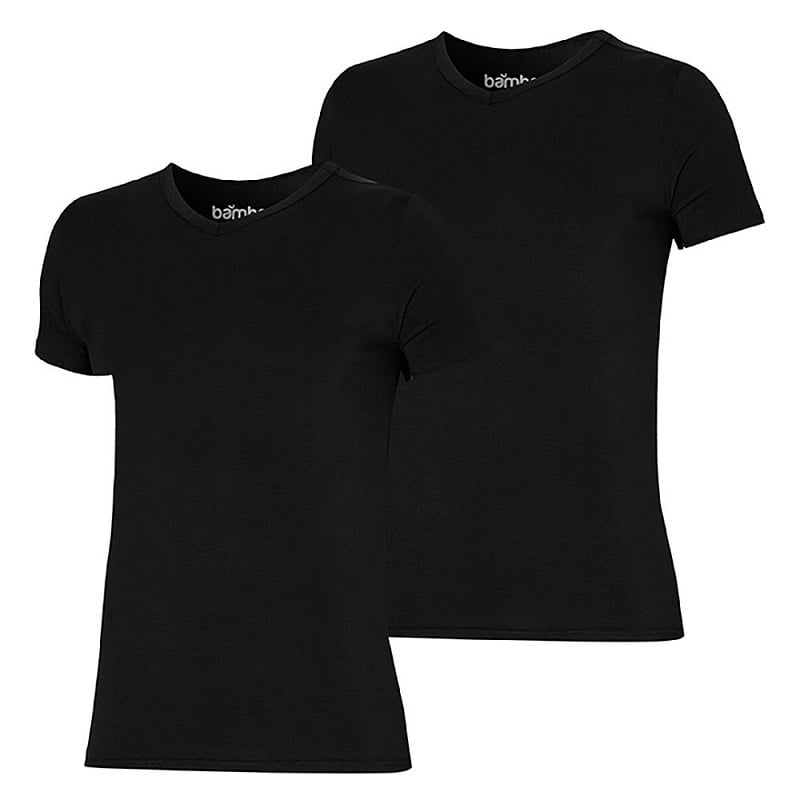 Bamboo T-shirts met V-hals 2-pack zwart
