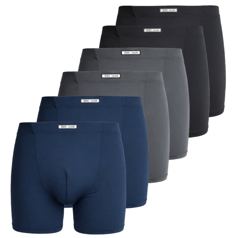 Boxershorts microvezel SET 2 x D.grijs 2 x D.blauw 2 x zwart